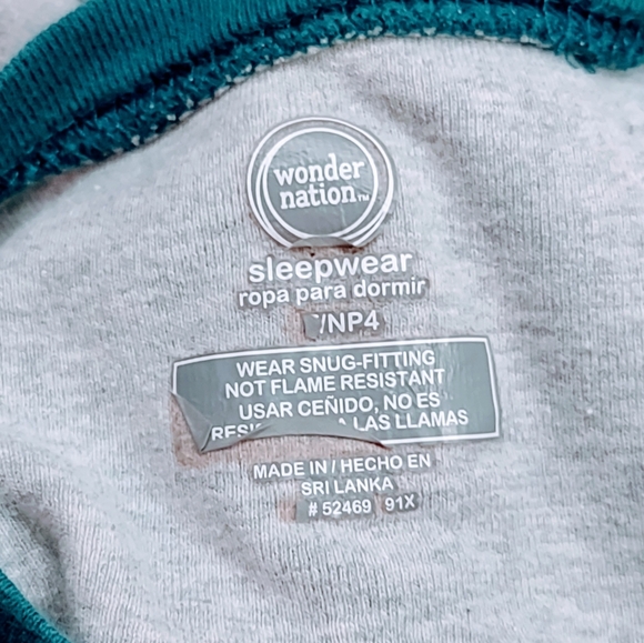 WONDER NATION SLEEPWEAR ANIMALS TOP 100% COTTON BOYS SIZE 4T - Picture 4 of 5